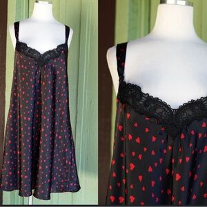 Morgan Taylor Black and Red Heart Slip Dress